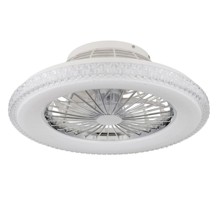 Ventilateur de plafond chromé en plastique, Lammechien, 40W, blanc chaud à froid réglable LED, avec télécommande