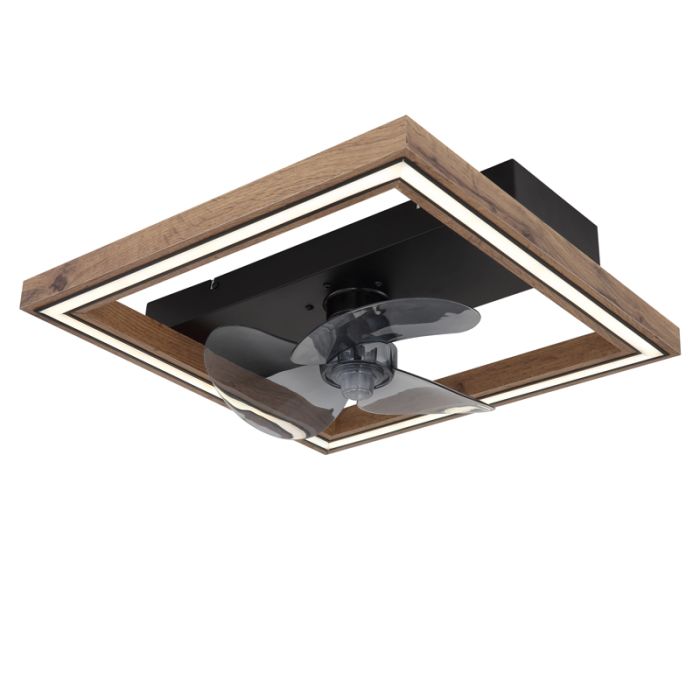 Ventilateur de plafond marron en plastique, Lamyea, 24W, blanc chaud à froid réglable LED, avec télécommande