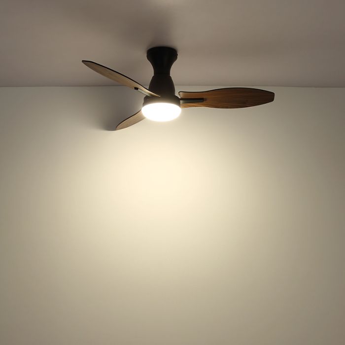 Ventilateur de plafond marron en métal, Majda, 22W, white switch LED, avec télécommande