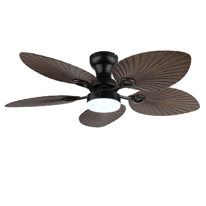 Ventilateur de plafond marron en métal, Naduah, 22W, white switch LED, avec télécommande