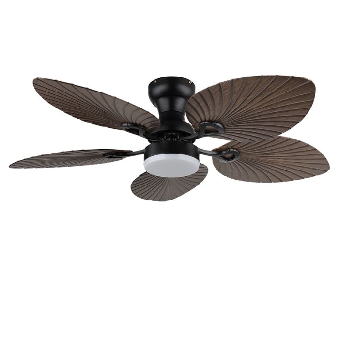 Ventilateur de plafond marron en métal, Naduah, 22W, white switch LED, avec télécommande