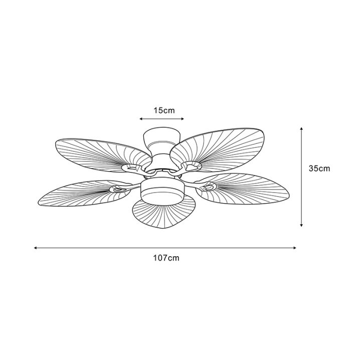 Ventilateur de plafond marron en métal, Naduah, 22W, white switch LED, avec télécommande