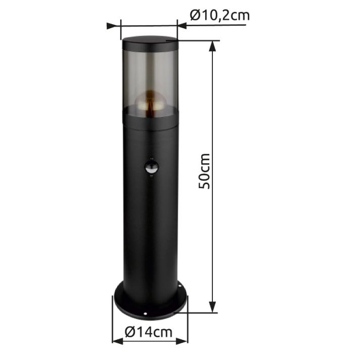 Luminaire extérieur noir en acier inoxydable, Lambert, IP44