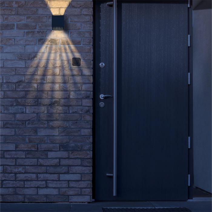 Applique up and down anthracite en aluminium, Moesha, 6W, 3000K LED, IP54