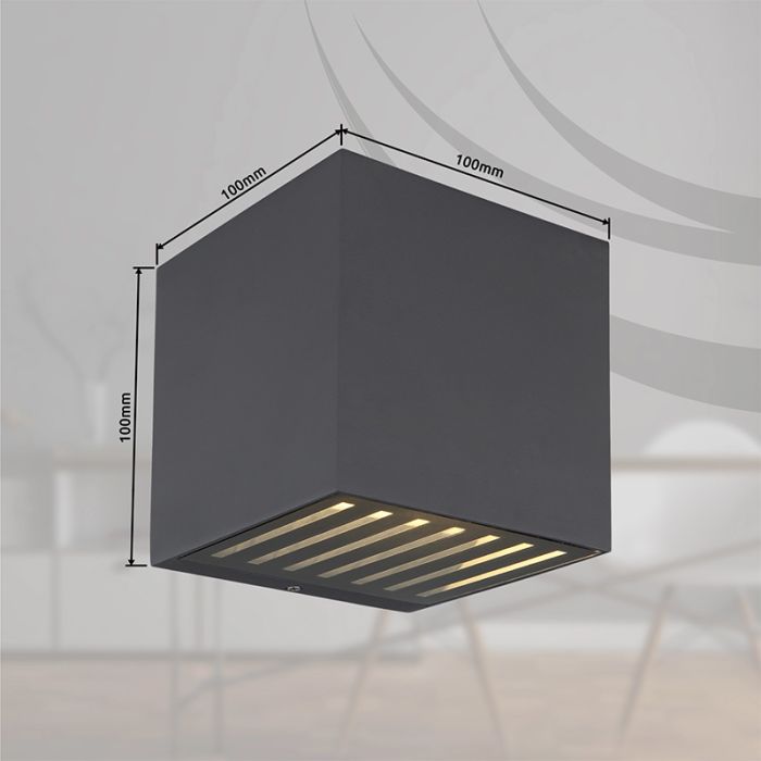 Applique up and down anthracite en aluminium, Moesha, 6W, 3000K LED, IP54