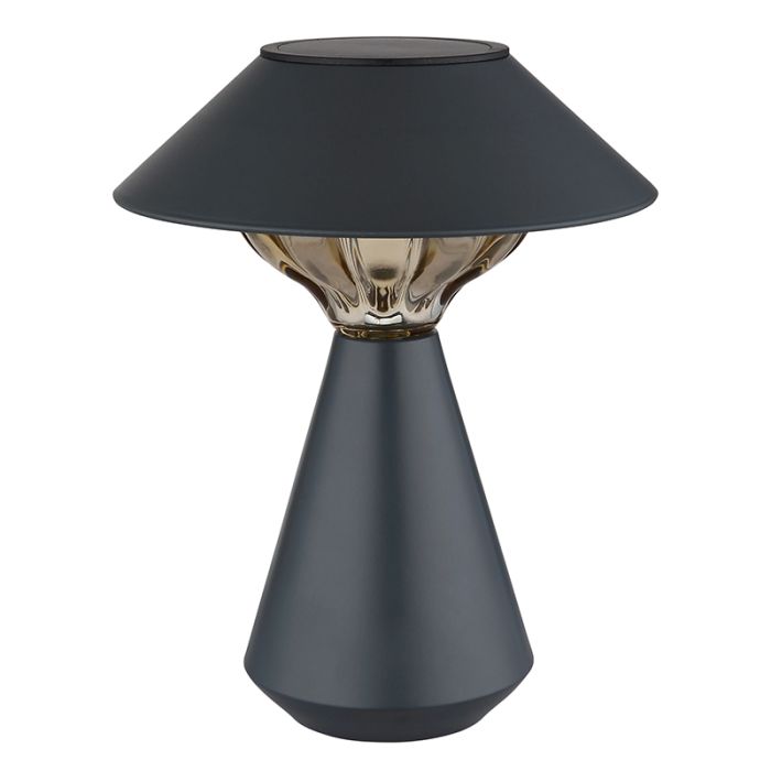 Lampe de table solaire extérieur noire en plastique, Nasr, 0,06W, 3000K LED, IP44, avec interrupteur