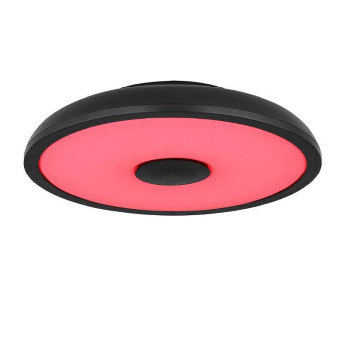 Lampe plafond noire en plastique, Musica, 18W, couleur réglable LED, IP44, avec télécommande