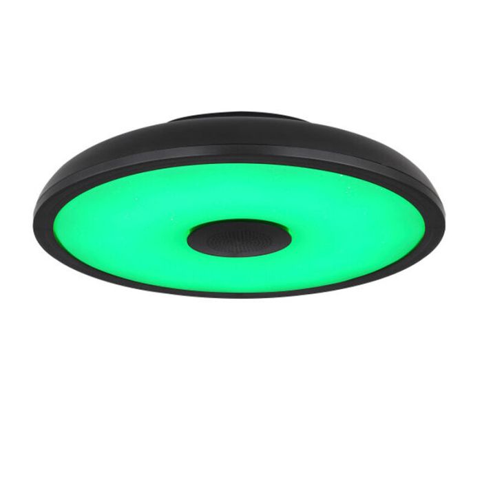 Lampe plafond noire en plastique, Musica, 18W, couleur réglable LED, IP44, avec télécommande