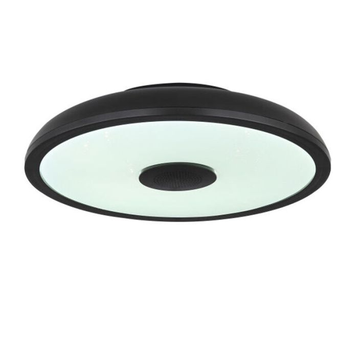 Lampe plafond noire en plastique, Musica, 18W, couleur réglable LED, IP44, avec télécommande