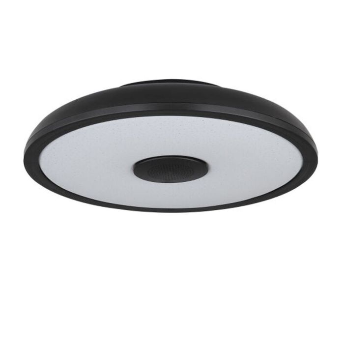 Lampe plafond noire en plastique, Musica, 18W, couleur réglable LED, IP44, avec télécommande