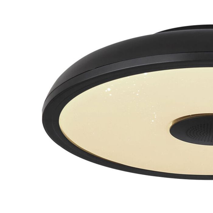 Lampe plafond noire en plastique, Musica, 18W, couleur réglable LED, IP44, avec télécommande