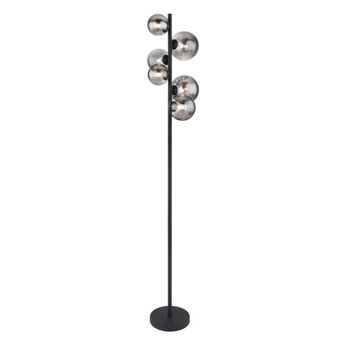 Lampadaire noir en verre, Melinda, avec interrupteur