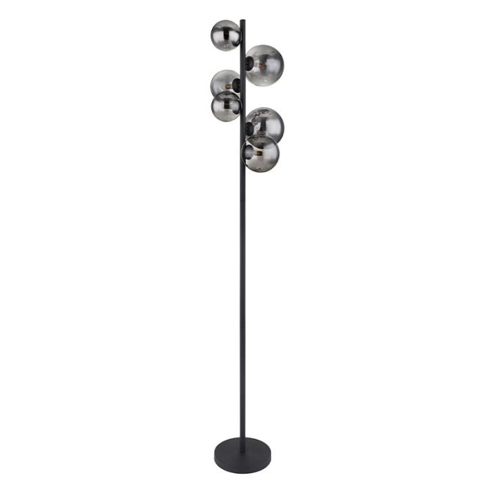 Lampadaire noir en verre, Melinda, avec interrupteur