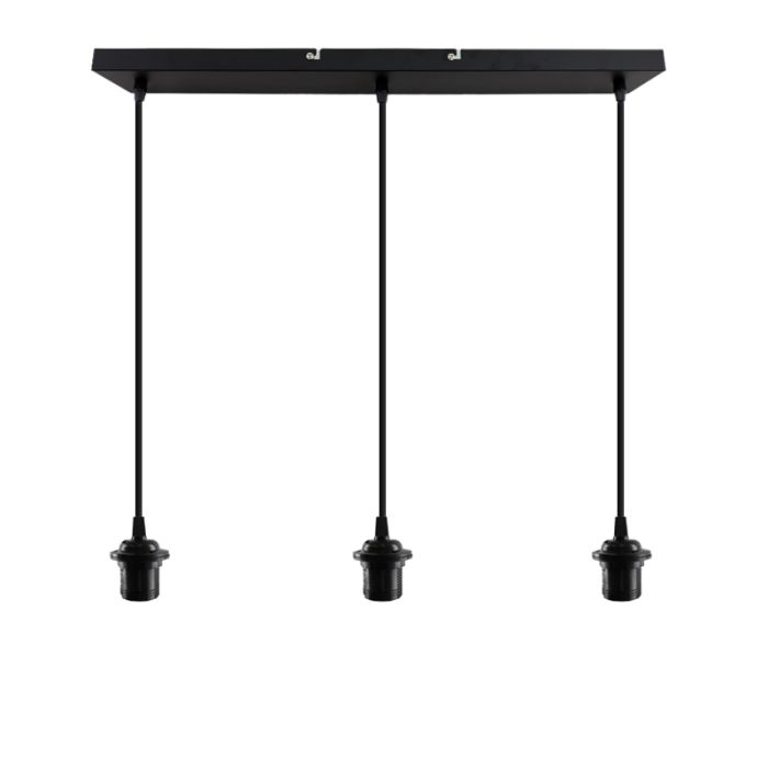 Suspension sans abat-jour noire en aluminium, Rika