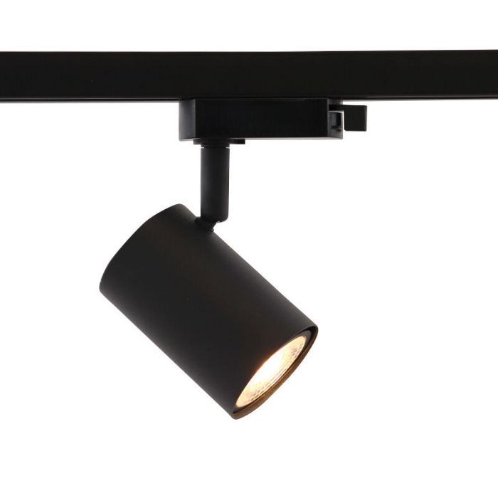 3M système d'éclairage sur rail monophasé noir avec connecteur fixe en L + 5 Elena spots sur rail