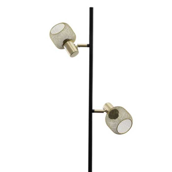 Lampadaire doré industriel, Emado, avec interrupteur