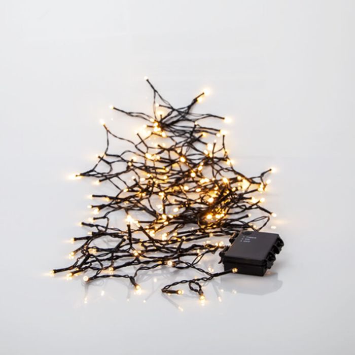 Lumières de Noël LED 7,2 m sur batterie, 96 lampes, intérieur et extérieur