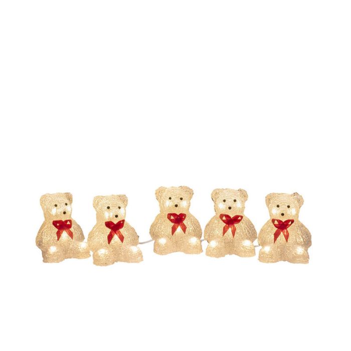 Ours polaires LED avec noeud, motifs de Noël 3D - Lot de 5, pour intérieur et extérieur