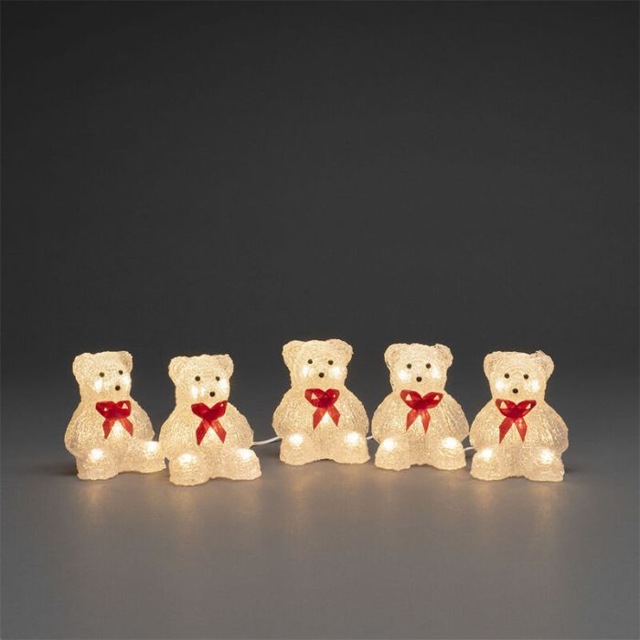 Ours polaires LED avec noeud, motifs de Noël 3D - Lot de 5, pour intérieur et extérieur
