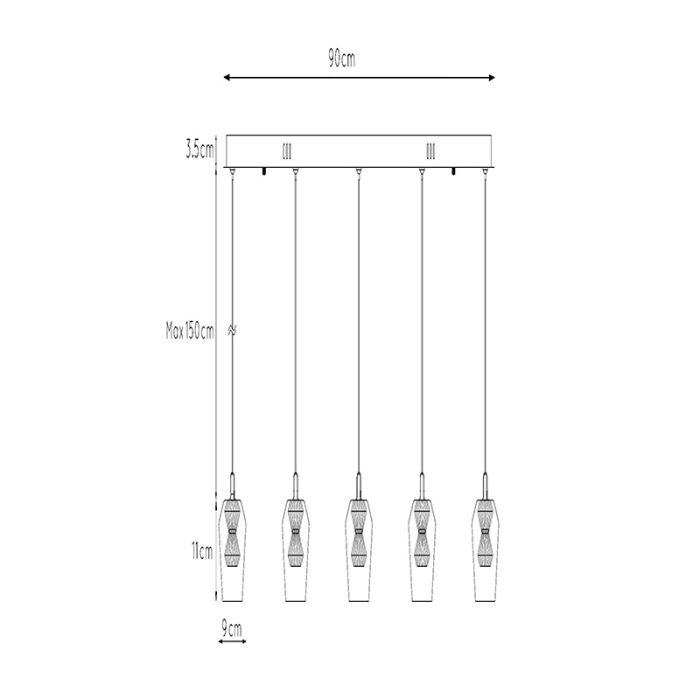 Suspension moderne transparente, Berliane, 4W, 2700K LED
