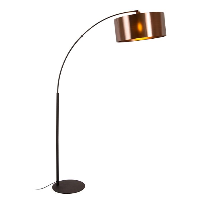Lampadaire à arc moderne couleur rouille, Rankos, avec interrupteur