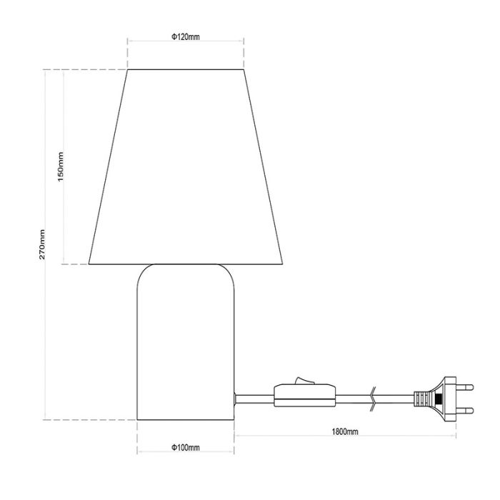 Lampe de table en céramique orange, Macia, avec interrupteur