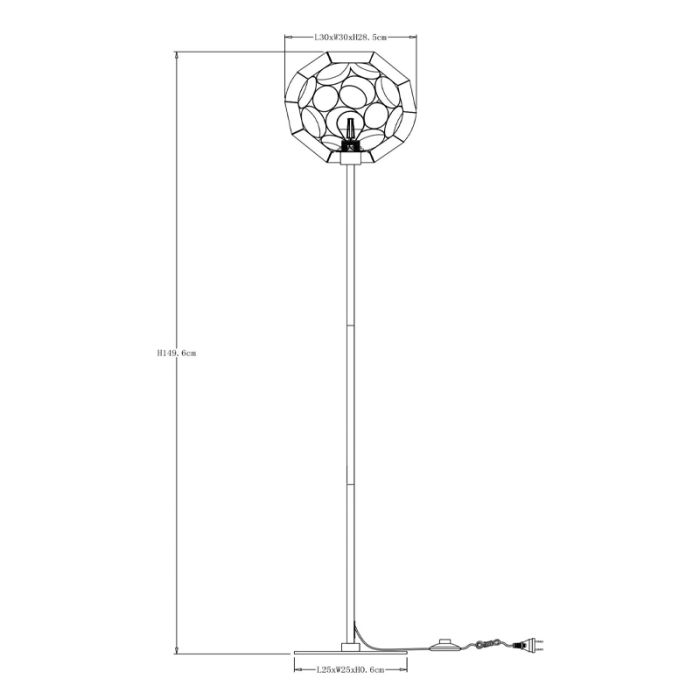 Lampadaire moderne doré, Hannelore