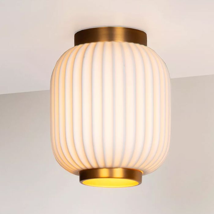 Lampe plafond en céramique dorée, Gosse