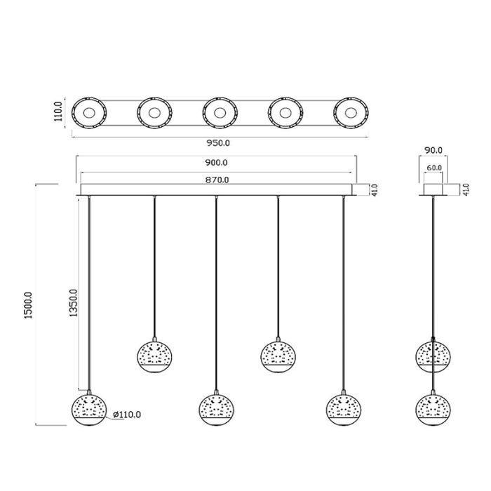 Suspension moderne noire, Sentubal, 5,3W, 2700K LED