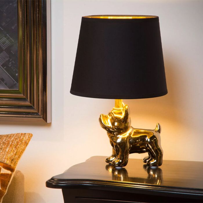 Lampe de table rétro dorée, Extravaganza Sir Winston, avec interrupteur