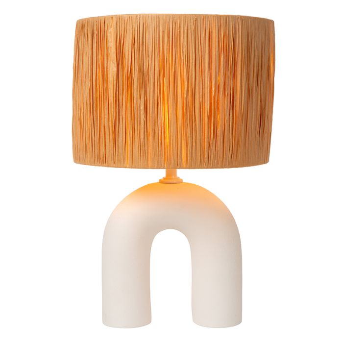 Lampe de table en rotin marronne, Ronda, avec interrupteur