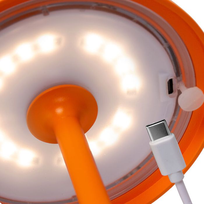 Lampe de table extérieur rétro orange, Joy, 1,5W, 3000K LED, IP54, avec variateur tactile
