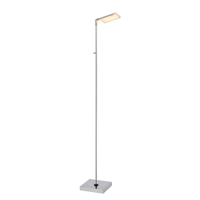 Lampadaire liseuse moderne chromé, Aaron, 12W, 2700K LED, avec variateur tactile