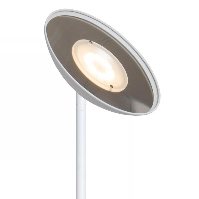 Lampadaire liseuse moderne blanc, Zenith, 20W, 3000K LED, avec variateur tactile