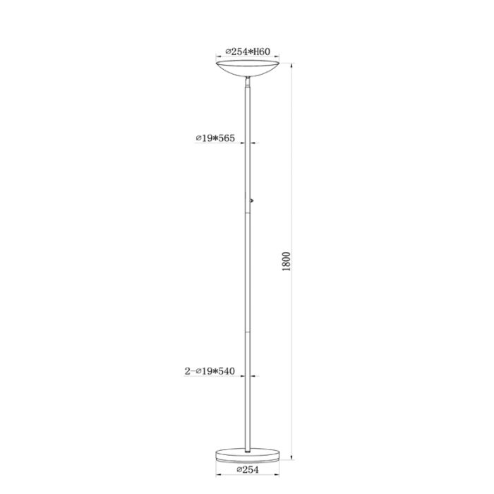 Lampadaire liseuse moderne blanc, Zenith, 20W, 3000K LED, avec variateur tactile