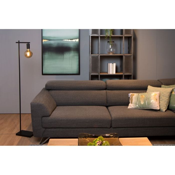 Lampadaire moderne noir, Leanne, avec interrupteur