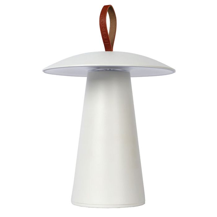 Lampe de table d'extérieur rechargeable moderne blanche, La Donna, 2W, 2700K LED, IP54, avec interrupteur