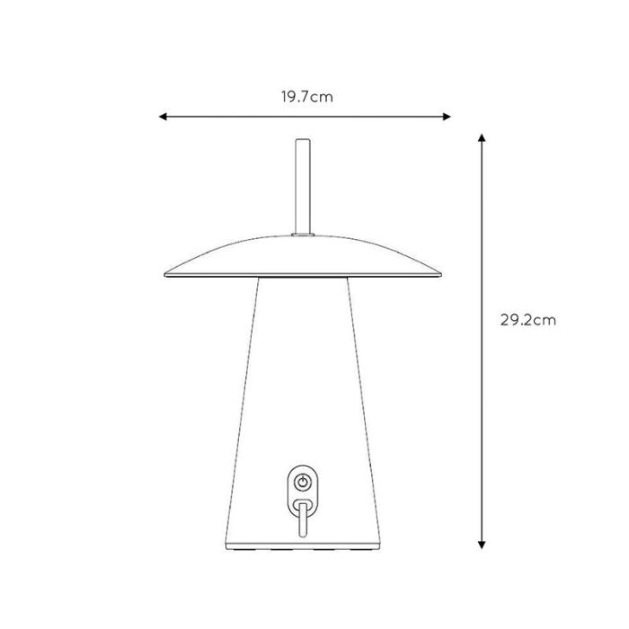 Lampe de table d'extérieur rechargeable moderne blanche, La Donna, 2W, 2700K LED, IP54, avec interrupteur