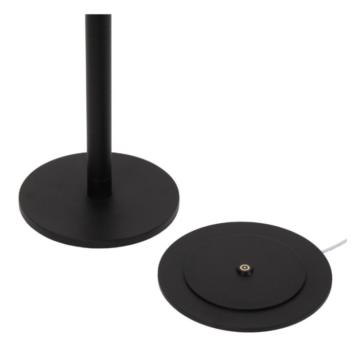 Lampadaire rechargeable moderne noire, Antrim, 2,2W, 2700K LED, IP54, avec variateur tactile