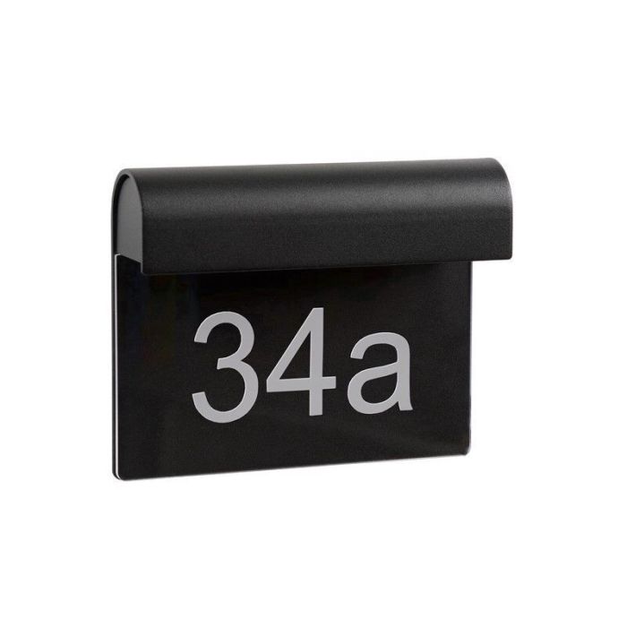 Numéro de maison lumineux moderne noir, Thesi, 6W, 3000K LED, IP54