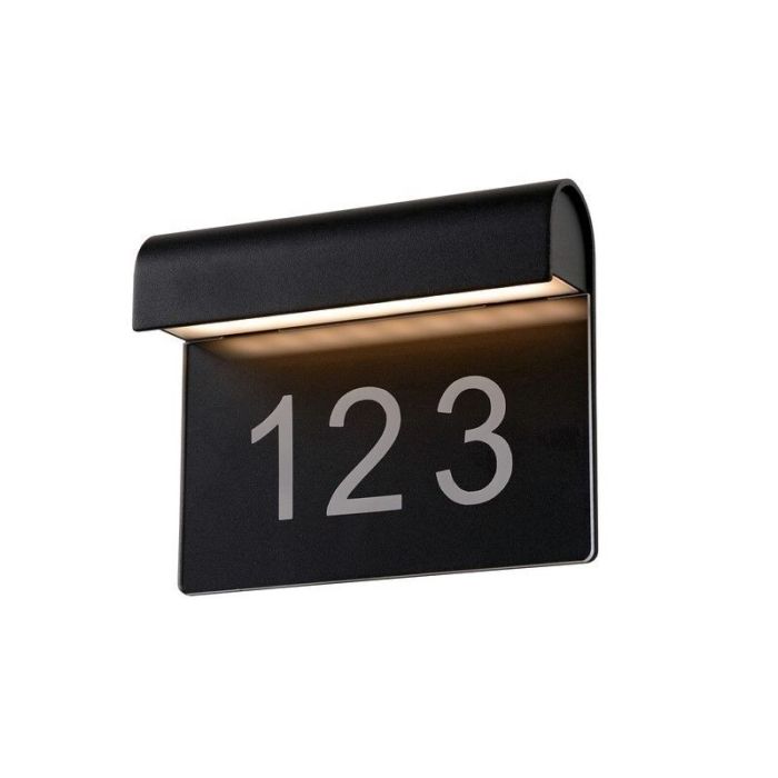 Numéro de maison lumineux moderne noir, Thesi, 6W, 3000K LED, IP54