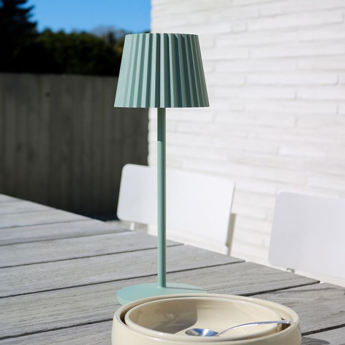 Lampe de table extérieur rustique verte, Justine, 2W, 2700K LED, IP54, avec variateur tactile