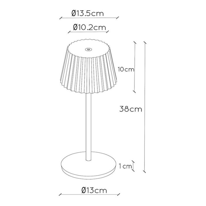 Lampe de table extérieur rustique verte, Justine, 2W, 2700K LED, IP54, avec variateur tactile