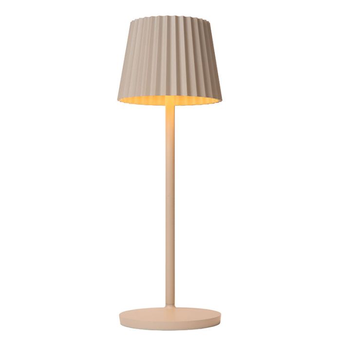 Lampe de table extérieur rustique beige, Justine, 2W, 2700K LED, IP54, avec variateur tactile