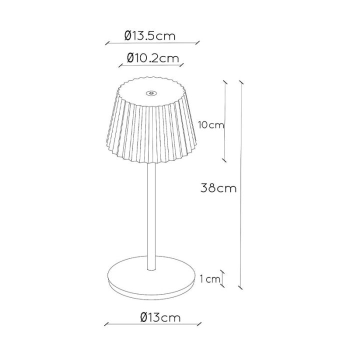 Lampe de table extérieur rustique beige, Justine, 2W, 2700K LED, IP54, avec variateur tactile