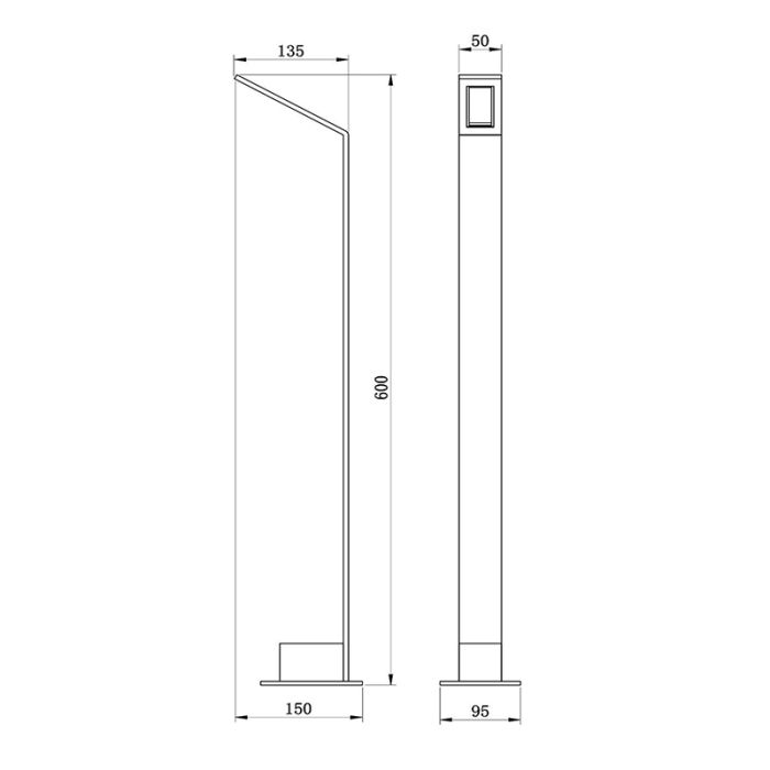 Luminaire extérieur moderne noir, Lawford, 6W, 3000K LED, IP54