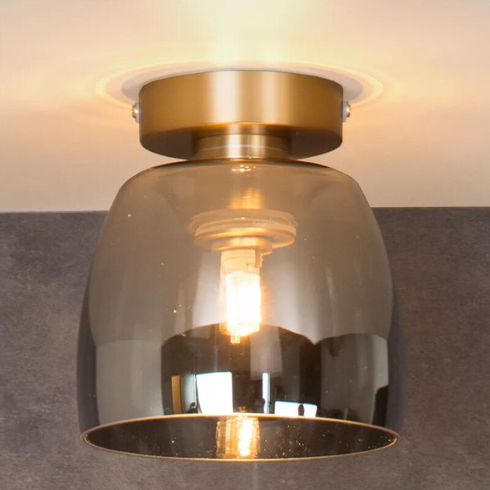 Lampe plafond rétro dorée, Tyler, IP44