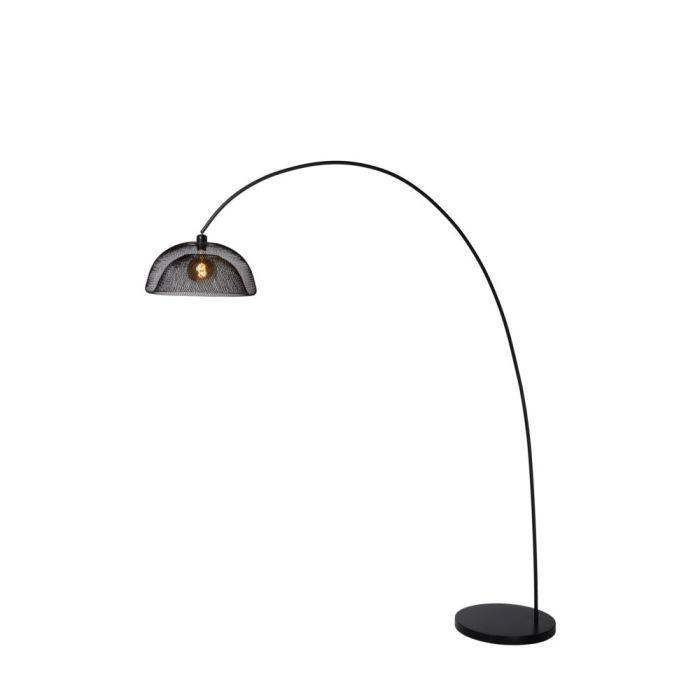 Lampadaire à arc moderne noir, Mesh, avec interrupteur