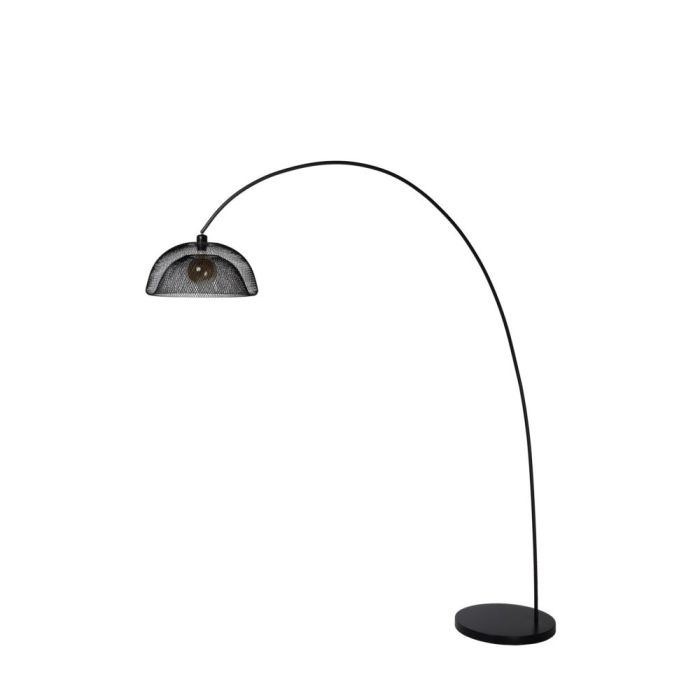 Lampadaire à arc moderne noir, Mesh, avec interrupteur