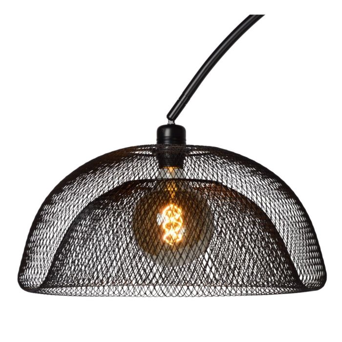 Lampadaire à arc moderne noir, Mesh, avec interrupteur